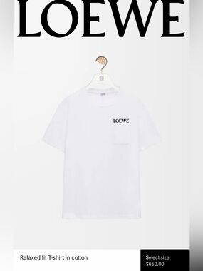 Loewe White Short-Sleeve Tee with Black Logo Pocket For Men